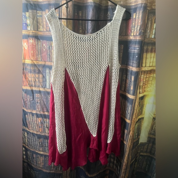 Knit Tank Top, Jodifl, sz Large, Maroon and Cream - Picture 2 of 3